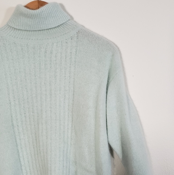 SOLD Vintage Lambswool Angora Turtleneck Sweater in Mint - Picture 2 of 7